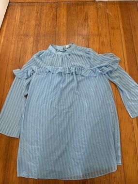 Ali and Jay Light Blue Ruffle Pleated Dress